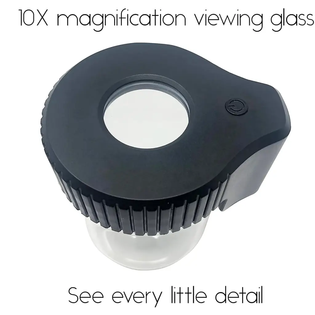 Small Glass Stash Jar with 5x Magnifying Lid